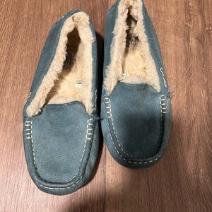 UGG Teal Suede Moccasin Slippers